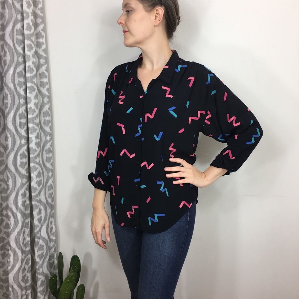 Vintage Hathaway Ribbon Print Button Down Size 12 - Picture 2 of 7